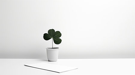 minimalist hand drawn 4 leaf cloverの素材