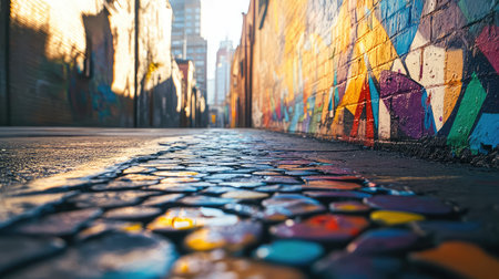 colorful ground and wallの素材