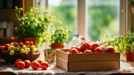 natural open box on tableの素材