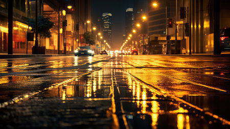 lights road yellow linesの素材