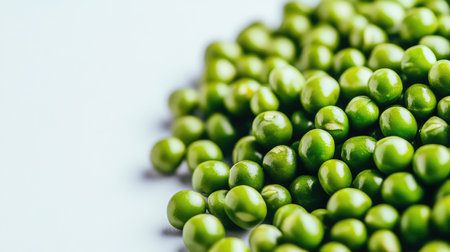 glossy green beans on white backgroundの素材