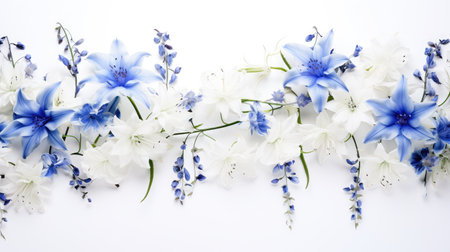 s blue and white flower frameの素材