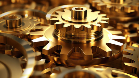 machine shiny gold metal gearsの素材