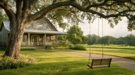 porch house with front yardの素材