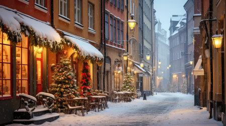 fall snow trees cityの素材