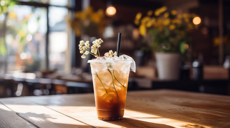 rustic iced coffee to goの素材