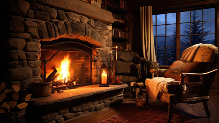 indoors starting a fireの写真素材