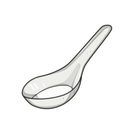 smooth ceramic soup spoon cartoon vector illustrationのイラスト素材