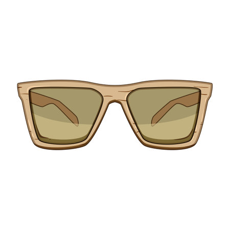 unique wooden sunglasses cartoon vector illustrationのイラスト素材