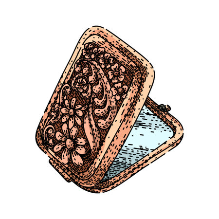 travel pocket mirror sketch hand drawn vectorのイラスト素材