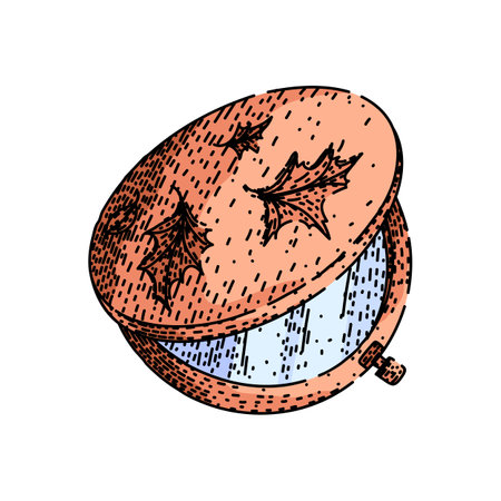 beauty pocket mirror sketch hand drawn vectorのイラスト素材