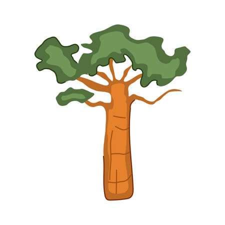 africa baobab tree cartoon vector illustrationのイラスト素材