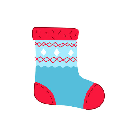 santa christmas sock cartoon vector illustrationのイラスト素材