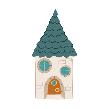 magical gnome house cartoon vector illustrationのイラスト素材