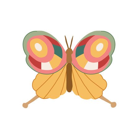 flutter groovy butterfly cartoon vector illustrationのイラスト素材