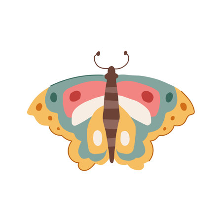 flight groovy butterfly cartoon vector illustrationのイラスト素材
