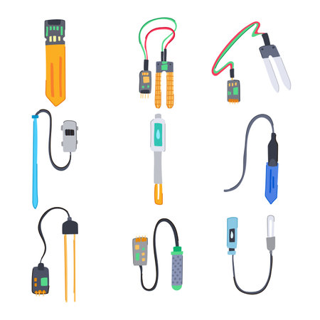 soil moisture sensor set cartoon vector illustrationのイラスト素材