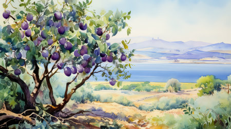 mediterranean fig water colorの素材