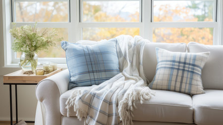 living light blue plaidの素材