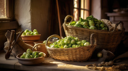 rustic fresh brussel sproutsの素材