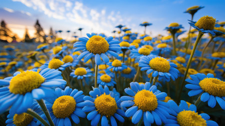 sunlandscape blue tansy flowerの素材