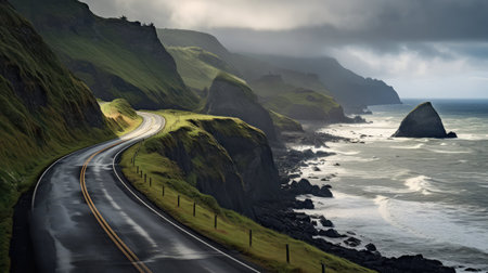 sea coastline roadの素材