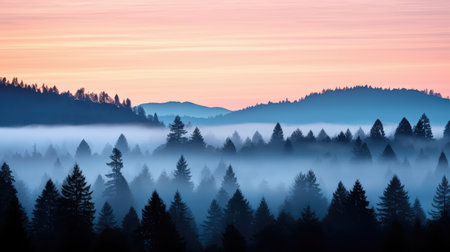 mist sky and treesの素材