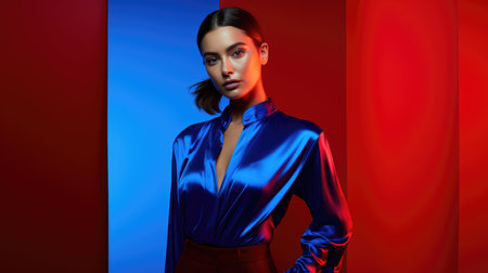 model blue and red backgroundの素材