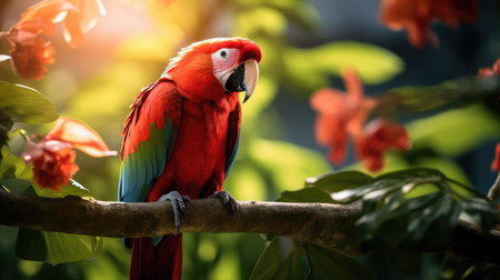 tropical red parrotの素材