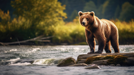 hind brown bear standingの素材