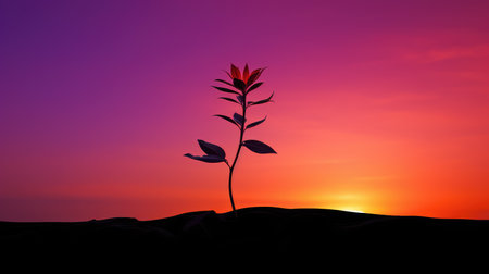 orange plant growing silhouetteの素材