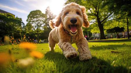 park golden doodle dogの素材