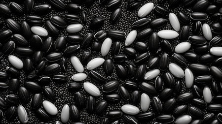 oval black and white sesame seedsの素材