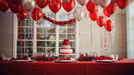 celebration red and silver balloonsの素材