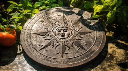 antique vintage sun faceの素材