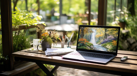 rustic laptop water colorの素材