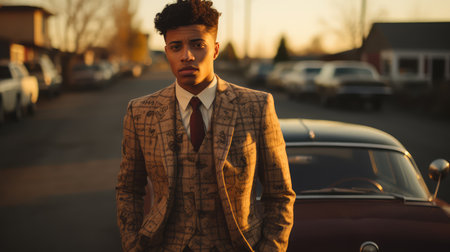 vibes black teen in suitの素材