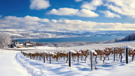 vineyards finger lakes winterの素材