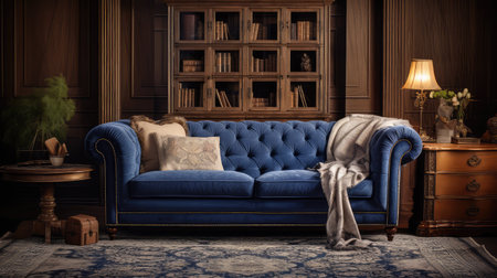 cozy livingroom blueの素材