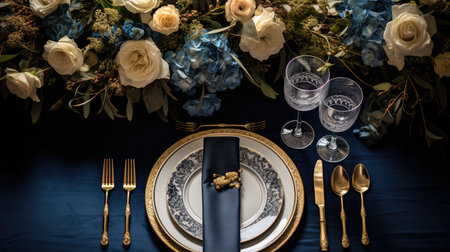 table blue and gold thank youの素材