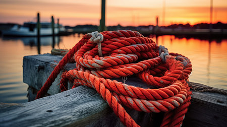 photograph red ropes tiedの素材