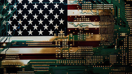 photograph american flag technologyの素材