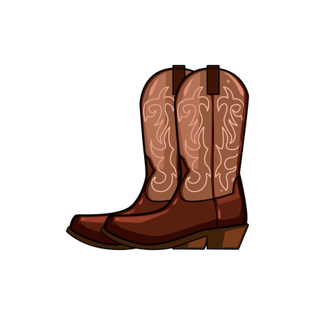 embroidered cowboy boots cartoon vector illustrationのイラスト素材
