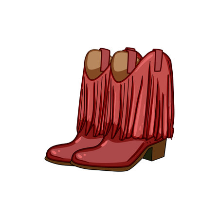 vintage cowgirl boots cartoon vector illustrationのイラスト素材