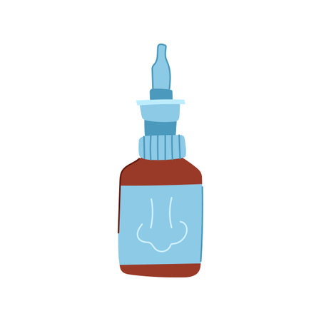 nozzle nasal spray bottle cartoon vector illustrationのイラスト素材