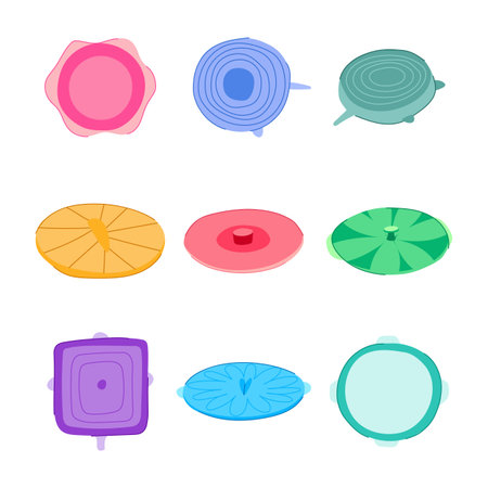 silicone food cover set cartoon vector illustrationのイラスト素材