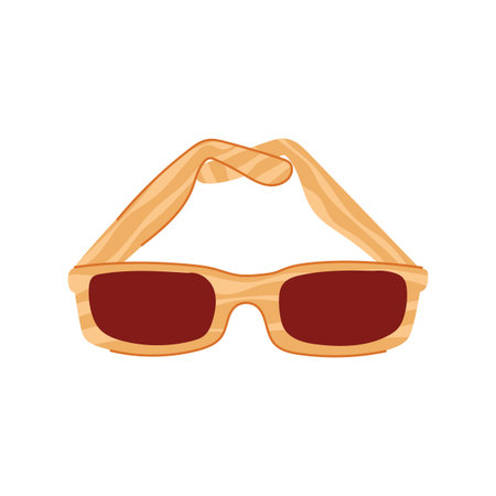 handcrafted wooden sunglasses cartoon vector illustrationのイラスト素材