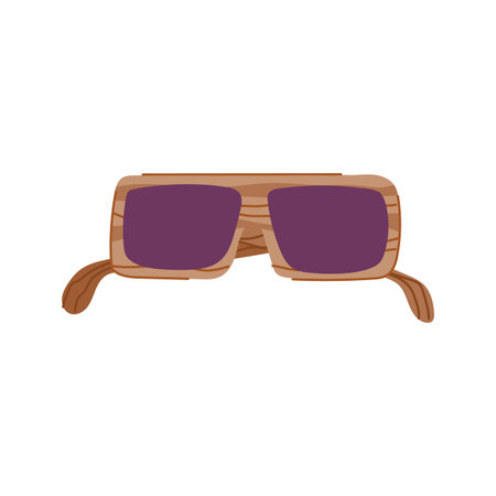 stylish wooden sunglasses cartoon vector illustrationのイラスト素材