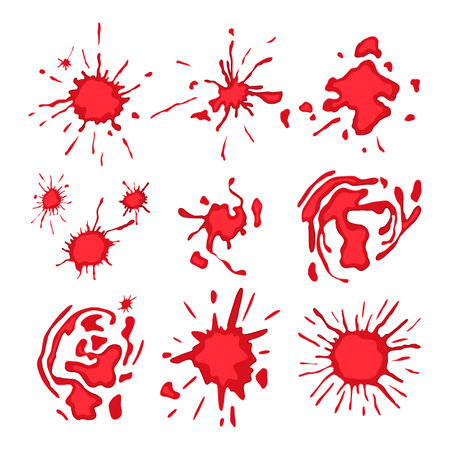 blood stain set cartoon vector illustrationのイラスト素材