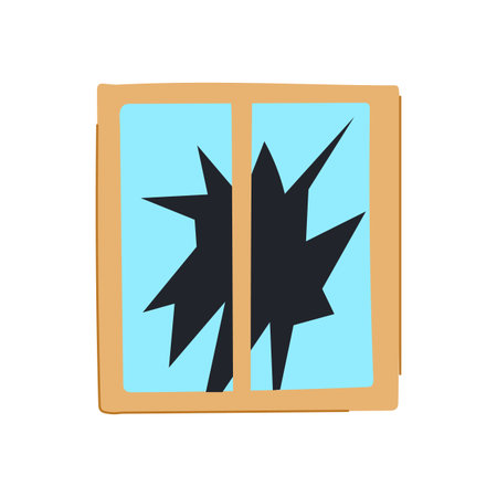 draft broken wood windows cartoon vector illustration
